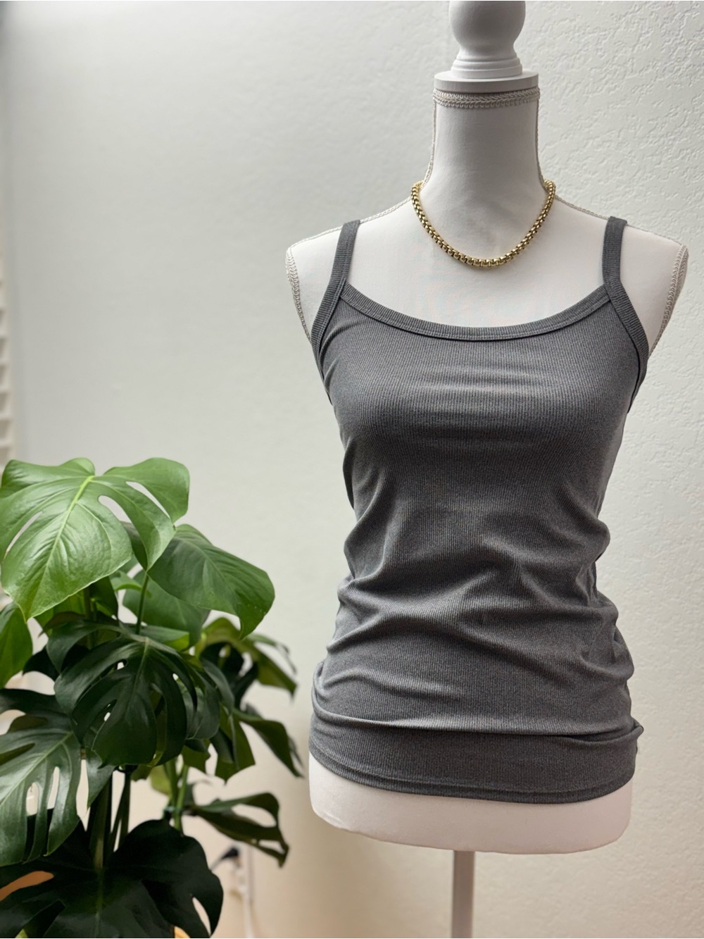 No Boundaries Charcoal Ribbed Tank Top - Women's Slim Fit
